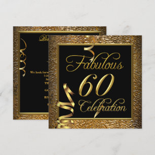 Invitación Celebración de 60 años fabulosos Cumpleaños en oro