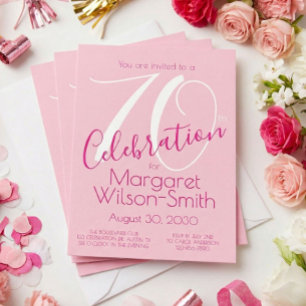 Invitación Celebración de 70 Cumpleaños Rosa 70