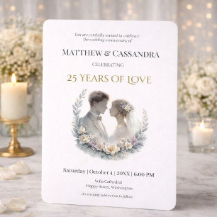Invitación Celebración de aniversario de bodas de plata con e