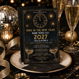 Invitación Celebración de Año Nuevo con estilo Art Deco Gatsb