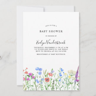 Invitación Celebración de Baby Shower con Flor Silvestre Mult