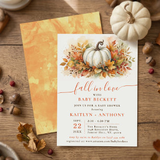 Invitación Celebración de Baby Shower de Calabaza Enamorada