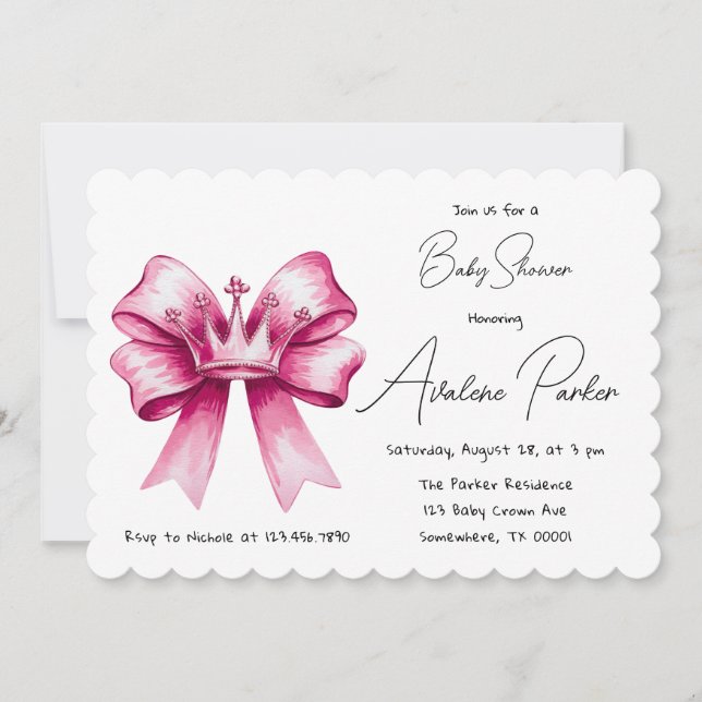 Invitación Celebración de Baby Shower de Chica de la Corona y (Anverso)