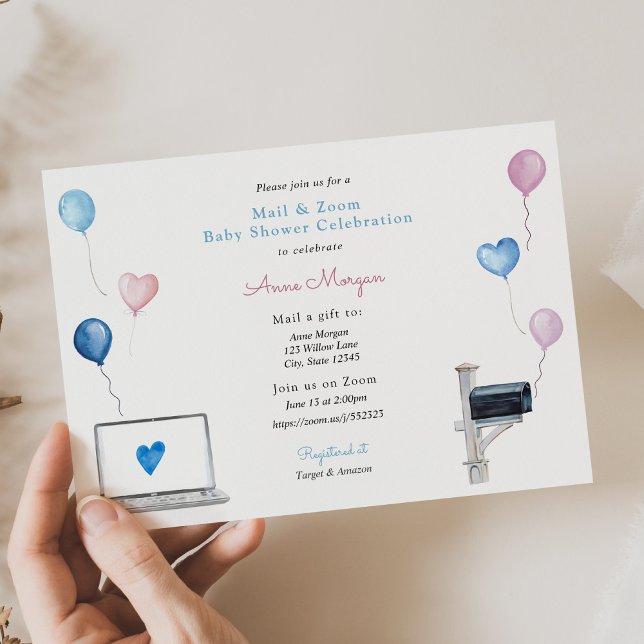 Invitación Celebración de Baby Shower Mail and Zoom Baby Show (Subido por el creador)
