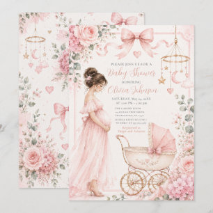 Invitación Celebración de baby shower rosa