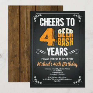 Invitación Celebración de bar de pizarra de cerveza de 40 año