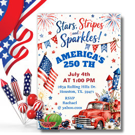 Invitación Celebración de BBQ con Estrellas y Rayas Americana
