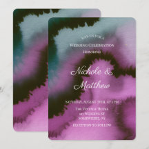 Celebración de Boda Abstracta Morada y Turquesa