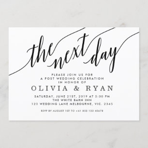 Invitación Celebración de boda al día siguiente negro