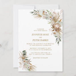 Invitación Celebración de Boda Botánica Boho Verde y Dorada