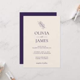 Invitación Celebración de Boda Botánica Púrpura de Medianoche