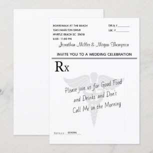 Invitación Celebración de boda con bloc de prescripción médic