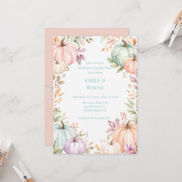 Invitación Celebración de Boda con Calabazas Acuarela Pastel