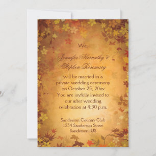 Invitación Celebración de Boda con Recepción de Hojas de Otoñ