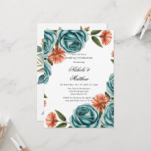 Celebración de boda con rosas verdes turquesa y fl