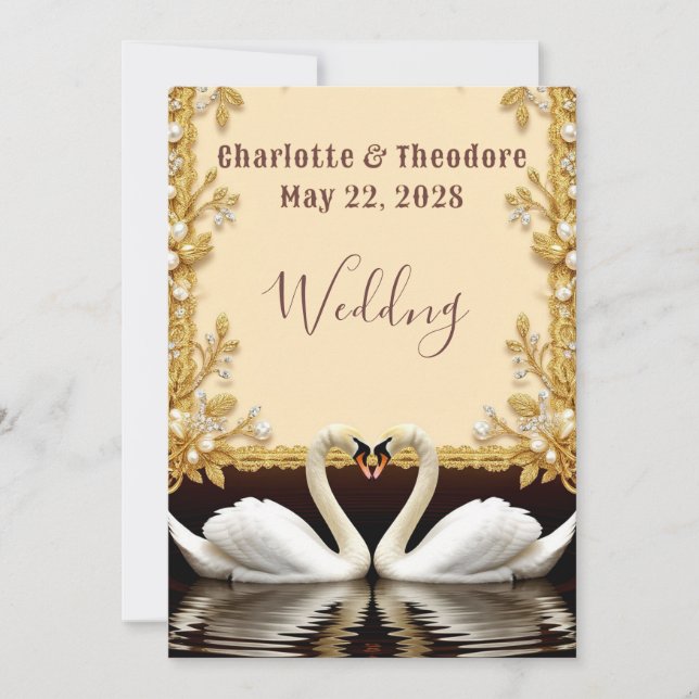 Invitación Celebración de Boda de Cisnes (Anverso)