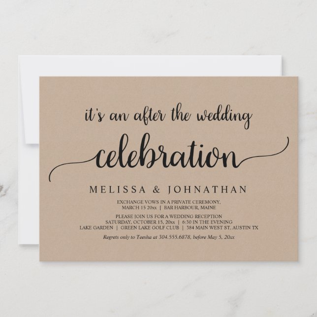 Invitación Celebración de boda de fuga Felices para siempre (Anverso)