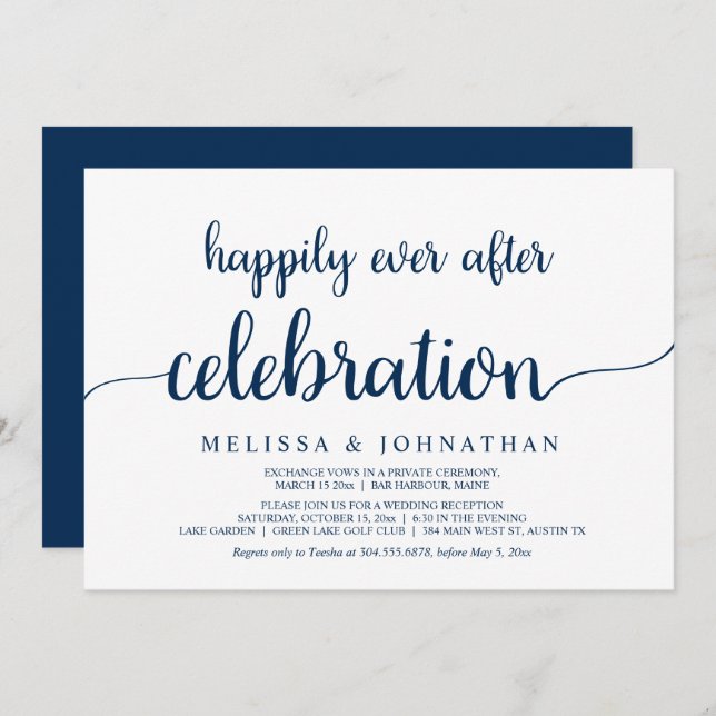 Invitación Celebración de boda de fuga Felices para Siempre I (Anverso / Reverso)