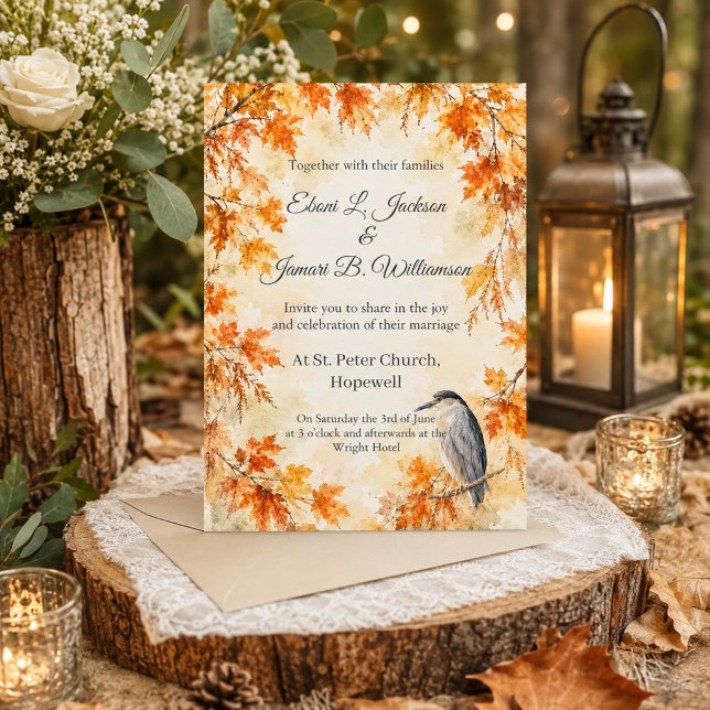 Invitación Celebración de Boda de Garza de Otoño Rústico  (Subido por el creador)