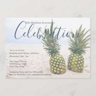 Invitación Celebración de boda de playa del 50 aniversario