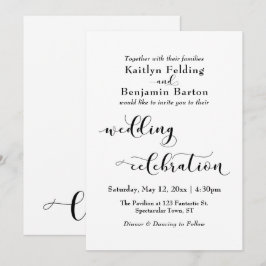 Invitación Celebración de Boda Elegante Escritura Negra sobre