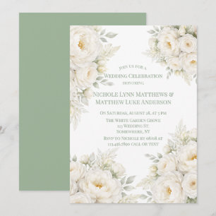 Invitación Celebración de Boda Floral Blanca Total
