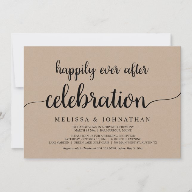 Invitación Celebración de Boda y Huida Feliz para Siempre (Anverso)