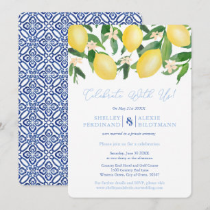 Invitación Celebración de bodas de Capri Limones Azulejos
