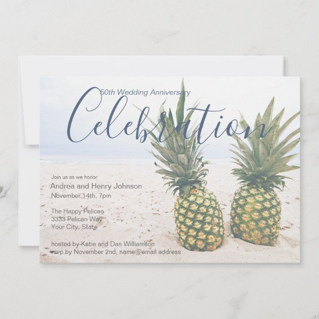 Invitación Celebración de Bodas de Playa del 50º Aniversario (Anverso)
