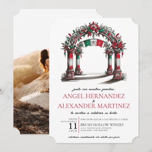 Invitación Celebración de Bodas mexicanos con foto (Anverso / Reverso)