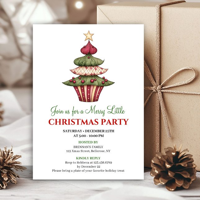 Invitación Celebración de cena de árbol de Navidad con estilo (Stylish designer Christmas tree dinner celebration)