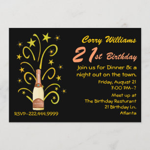 Invitación Celebración de champán 21 cumpleaños