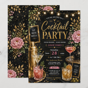 Invitación Celebración de Cóctel de Oro Elegante