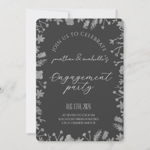 Invitación Celebración de compromiso de flores de acuarela el