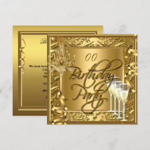 Invitación Celebración de cualquier edad Champagne Dorado sob
