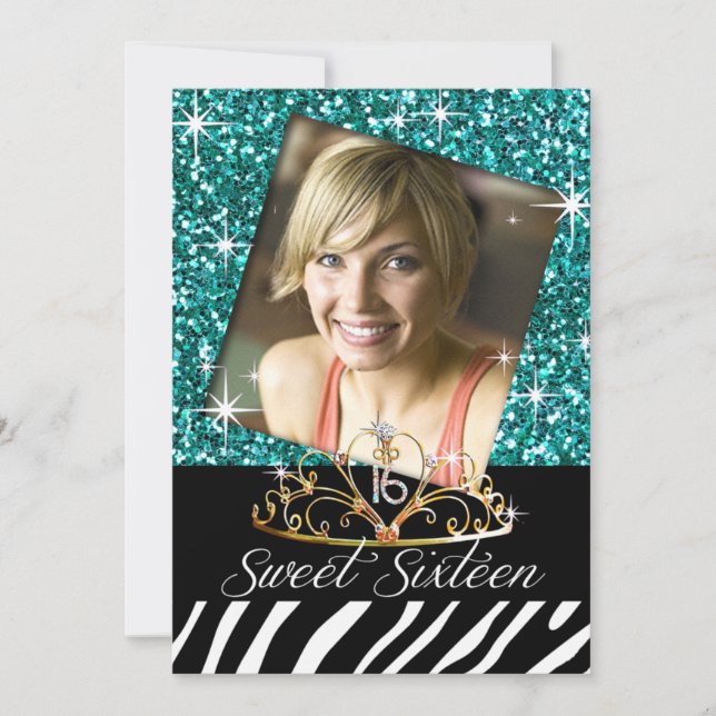 Invitación Celebración de cumpleaños 16 días de dulce Tiara Z (Anverso)