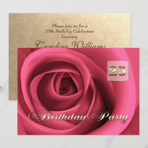 Invitación Celebración de cumpleaños 25 Rosa Elegante