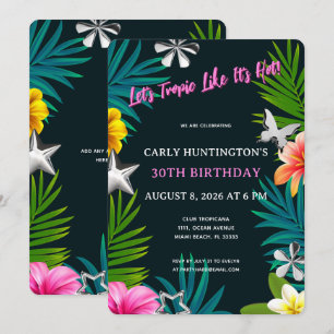 Invitación Celebración de cumpleaños 30 con vibraciones tropi