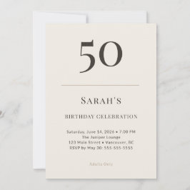 Invitación Celebración de cumpleaños 50 con Taupe y Crema Mod