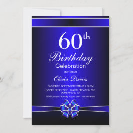 Invitación Celebración de cumpleaños 60 de negro y azul