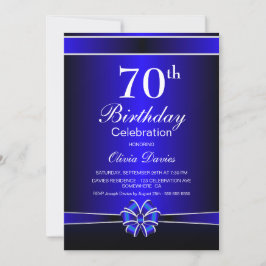 Invitación Celebración de cumpleaños 70 en negro y azul