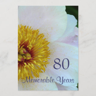 Invitación Celebración de cumpleaños 80/elegante Peonia Blanc