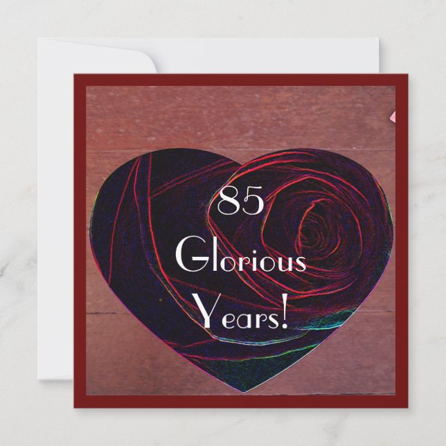Invitación Celebración de cumpleaños 85-Corazón rosa Rojo (Anverso)