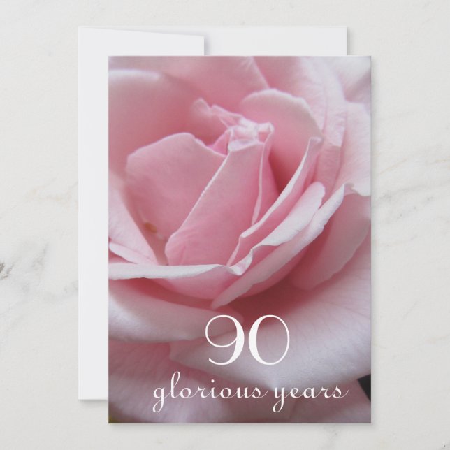Invitación ¡Celebración de cumpleaños 90!-Rosa rosa Bonito (Anverso)