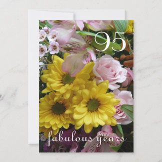 Invitación ¡Celebración de cumpleaños 95!-Flores rosas y amar