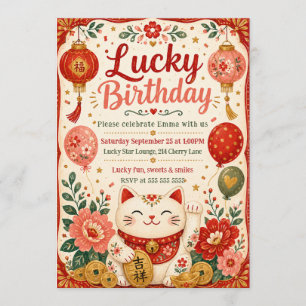 Invitación Celebración de cumpleaños afortunado