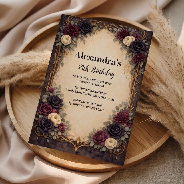 Invitación Celebración de Cumpleaños con Arco Floral Gótico (Subido por el creador)