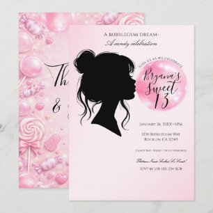 Invitación Celebración de cumpleaños con dulces de chicle ros