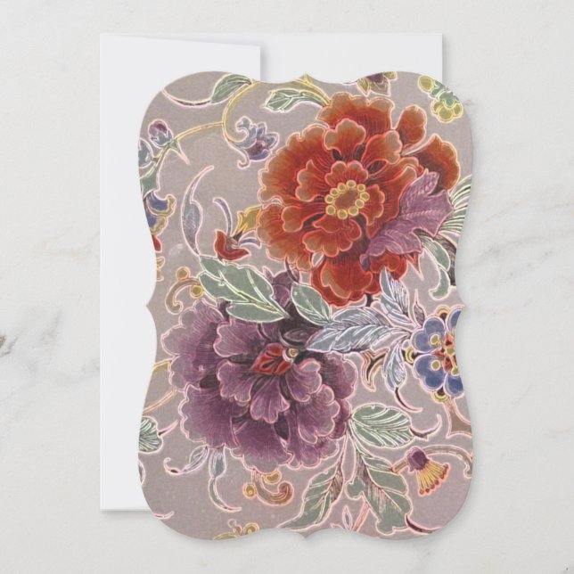 Invitación Celebración de cumpleaños con flores de época (Anverso)