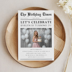 Invitación Celebración de cumpleaños con foto clásica de peri